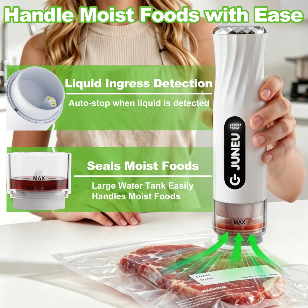 Portable Vacuum Food Sealer， Handheld Food Preserver, Includes 30 Reusable Vacuum Bags,Extended Preservation Long-Lastingfreshness.Home Kitchen Travel Portable Wireless Strong Sealing Set, Mobile Food Sealerdurable. Sealer Automatic Storage