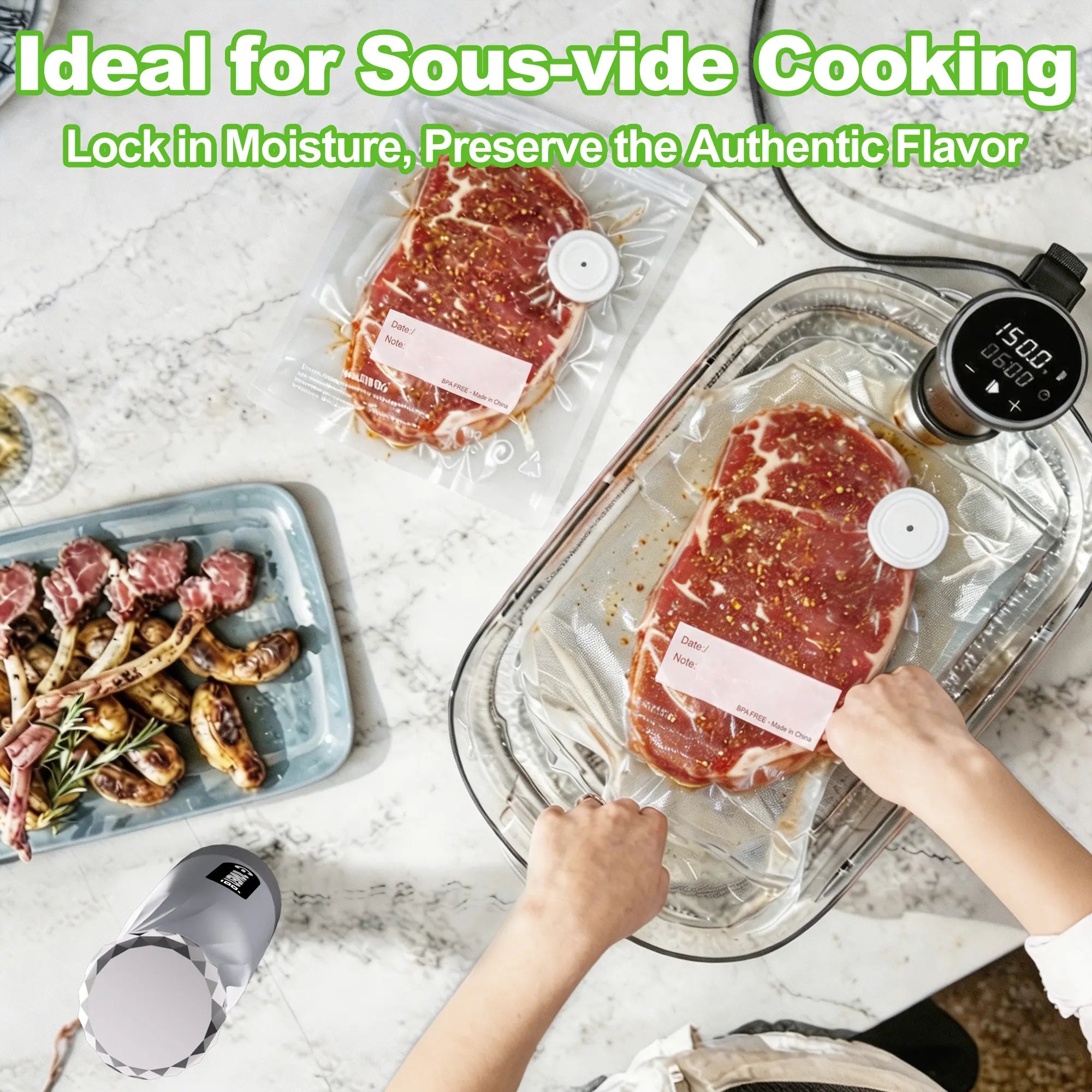 Portable Vacuum Food Sealer， Handheld Food Preserver, Includes 30 Reusable Vacuum Bags,Extended Preservation Long-Lastingfreshness.Home Kitchen Travel Portable Wireless Strong Sealing Set, Mobile Food Sealerdurable. Sealer Automatic Storage