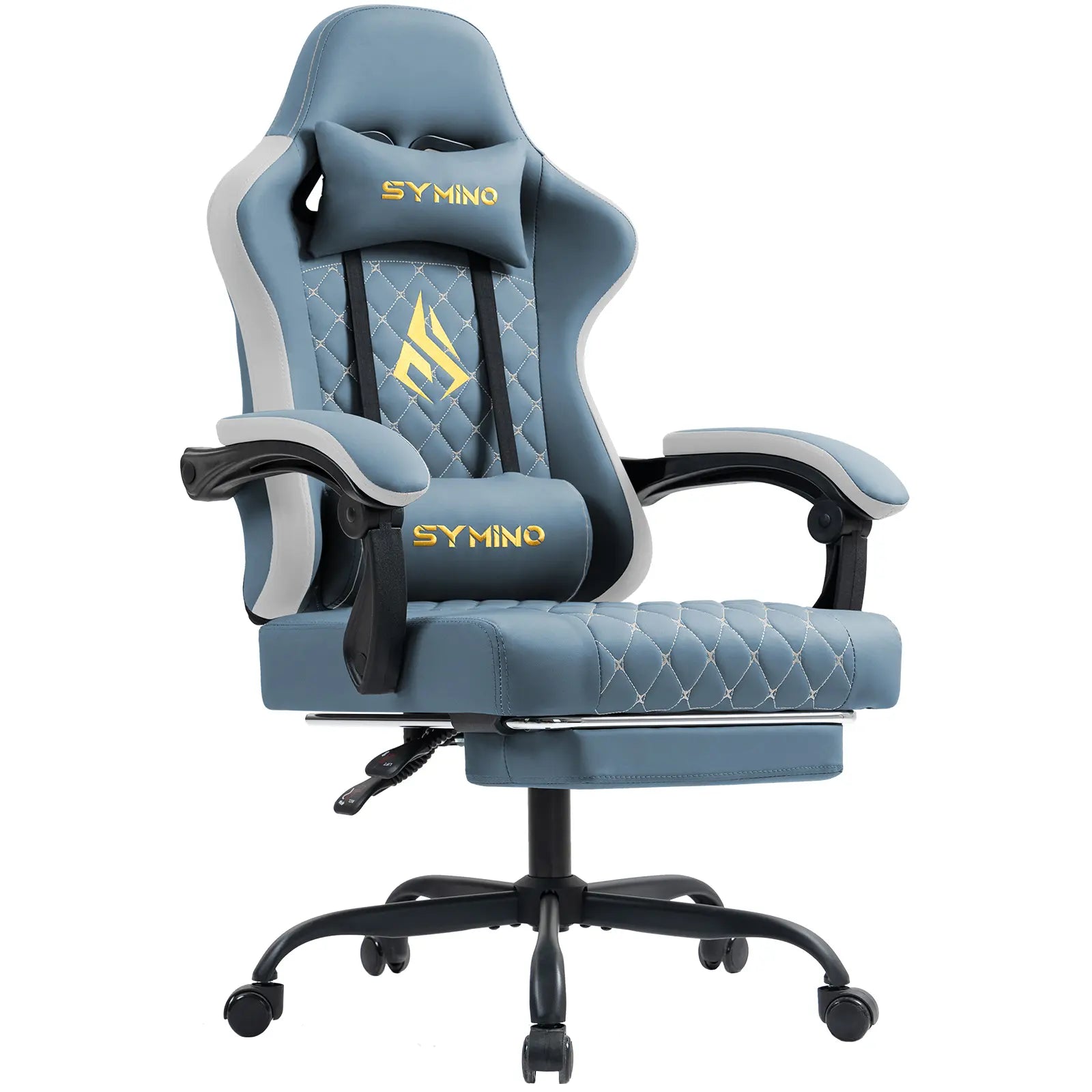 Symino Ergonomic Gamer Chair - PU Leather, Metal Frame, Rust-Resistant Build, Stable Metal Legs, Reclining Design, Adjustable Swivel Footrest, Rolling, Stress Relief & Relaxation for Gaming & Office Use, Gaming Chair, Swivel Base