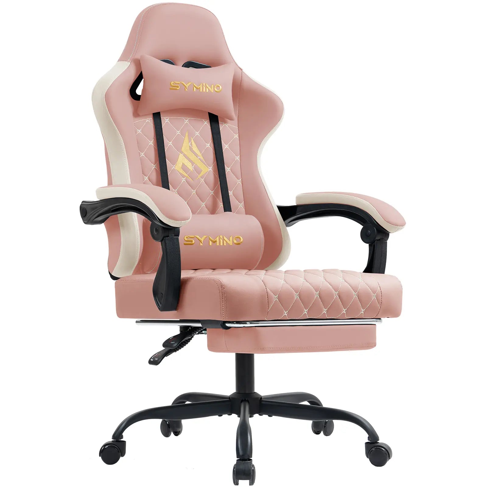 Symino Ergonomic Gamer Chair - PU Leather, Metal Frame, Rust-Resistant Build, Stable Metal Legs, Reclining Design, Adjustable Swivel Footrest, Rolling, Stress Relief & Relaxation for Gaming & Office Use, Gaming Chair, Swivel Base
