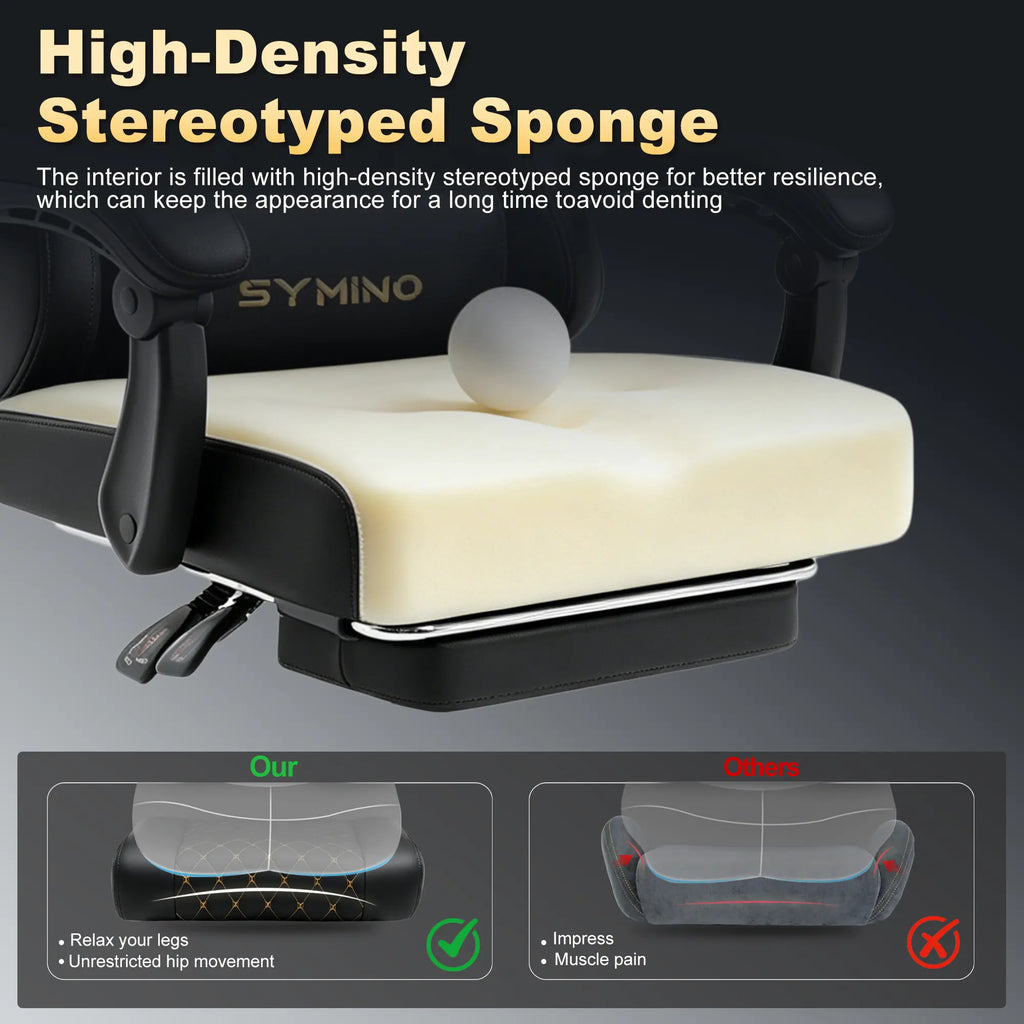 Symino Ergonomic Gamer Chair - PU Leather, Metal Frame, Rust-Resistant Build, Stable Metal Legs, Reclining Design, Adjustable Swivel Footrest, Rolling, Stress Relief & Relaxation for Gaming & Office Use, Gaming Chair, Swivel Base
