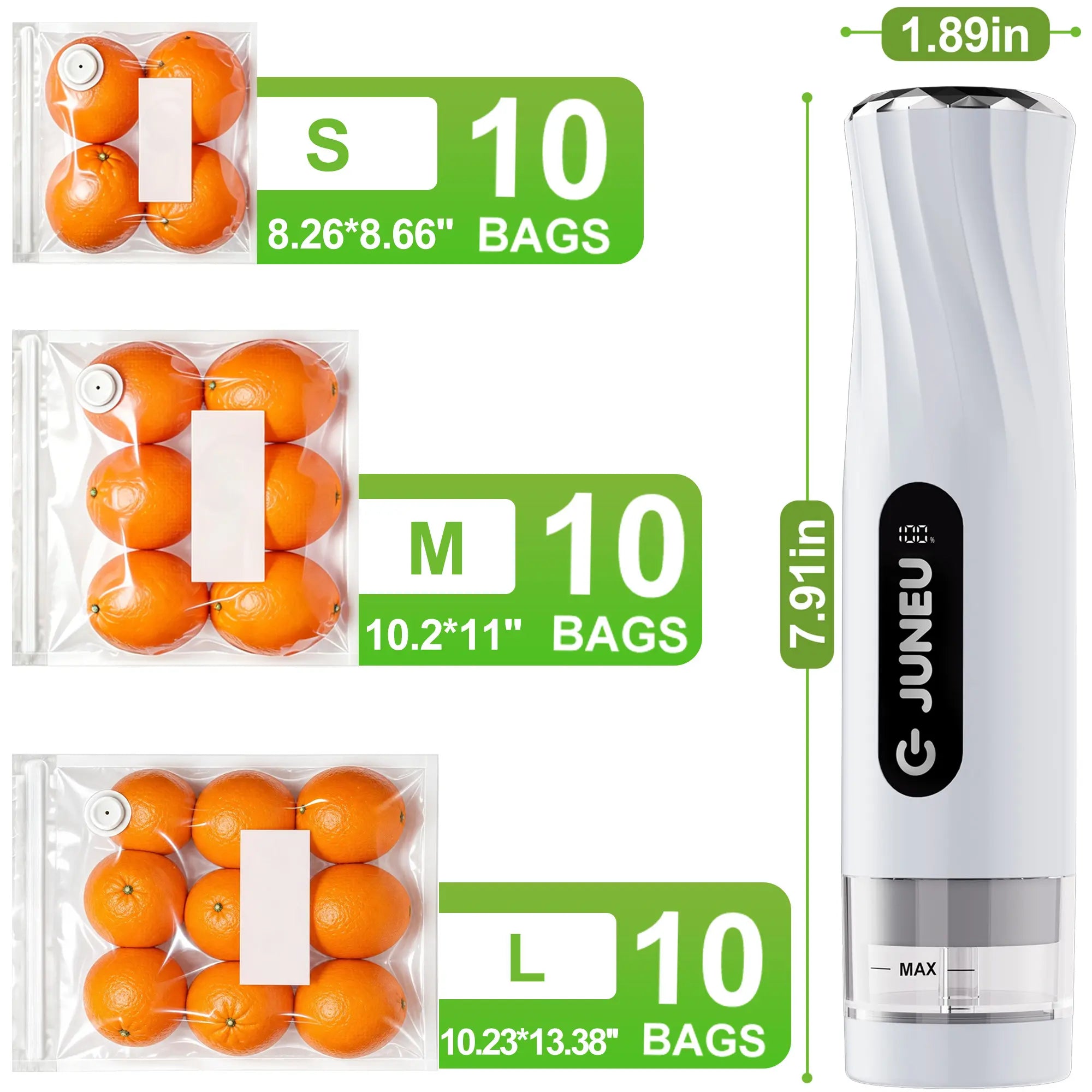 Portable Vacuum Food Sealer， Handheld Food Preserver, Includes 30 Reusable Vacuum Bags,Extended Preservation Long-Lastingfreshness.Home Kitchen Travel Portable Wireless Strong Sealing Set, Mobile Food Sealerdurable. Sealer Automatic Storage