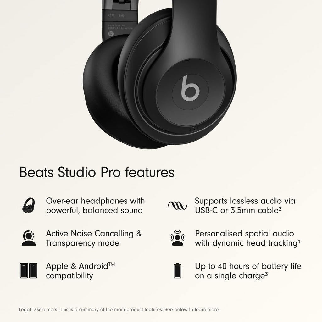 Studio Pro Premium Wireless Over-Ear Headphones- up to 40-Hour Battery Life, Active Noise Cancelling, Great for Travel & Commuting, USB-C Lossless Audio, Apple & Android Compatible -Black | Over-Ear Audio with Active Noise Canceling, 40-Hour Battery Life and Bluetooth Connectivity