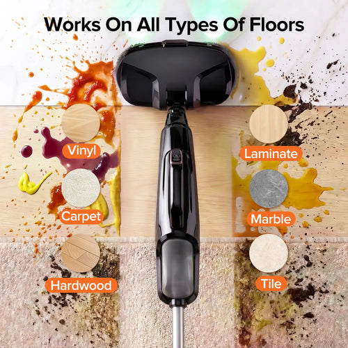 Steam Mop for Floors Steam & Scrub Electric Rotating Steam Mop Cleaner, Multi-Function Steam Cleaner for House, Detachable Handheld, 3 Modes, LED Light, 500Ml Tank,Dorm Essentials,Home Essentials