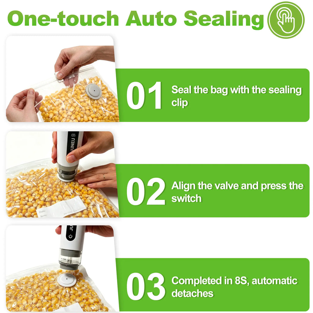 Portable Vacuum Food Sealer， Handheld Food Preserver, Includes 30 Reusable Vacuum Bags,Extended Preservation Long-Lastingfreshness.Home Kitchen Travel Portable Wireless Strong Sealing Set, Mobile Food Sealerdurable. Sealer Automatic Storage