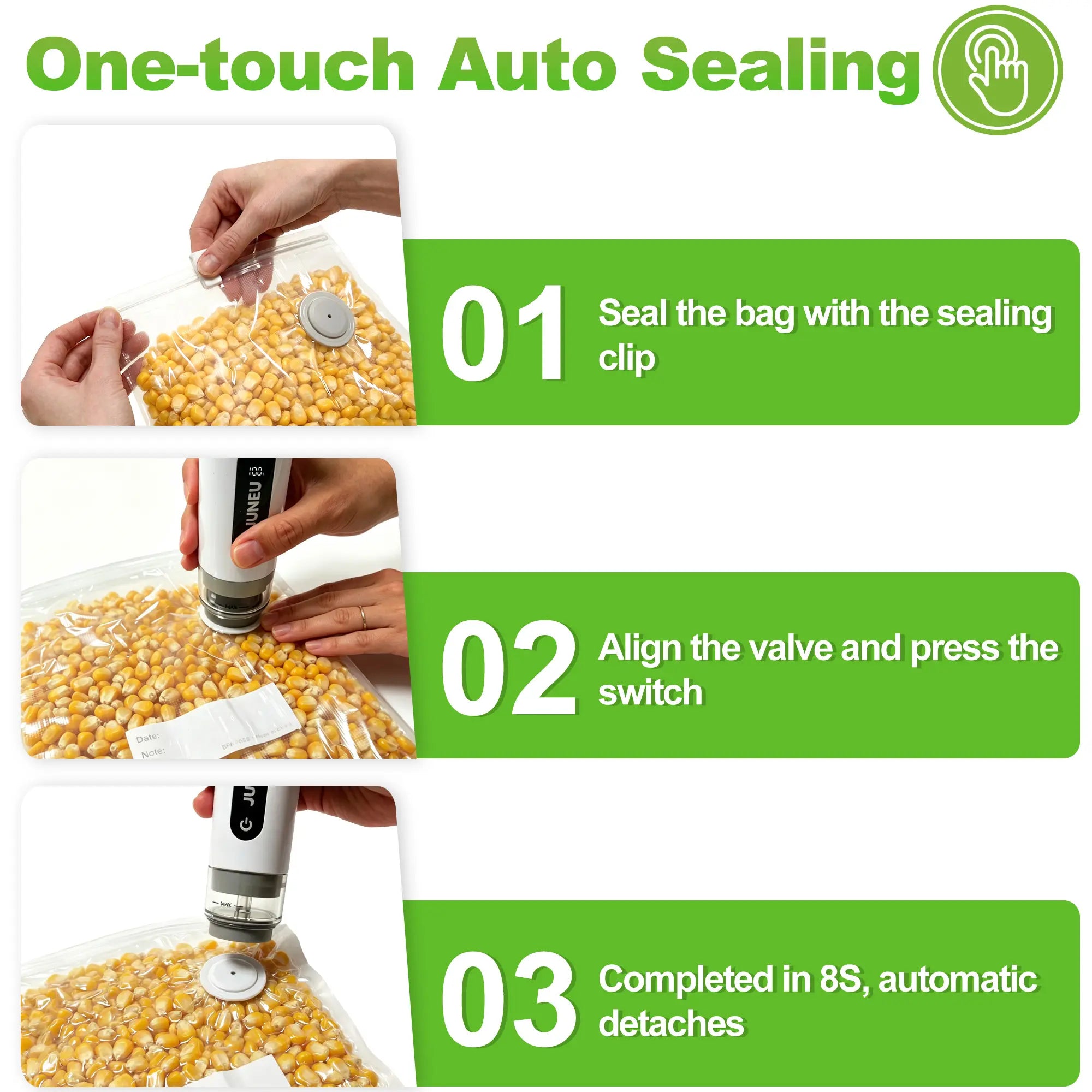 Portable Vacuum Food Sealer， Handheld Food Preserver, Includes 30 Reusable Vacuum Bags,Extended Preservation Long-Lastingfreshness.Home Kitchen Travel Portable Wireless Strong Sealing Set, Mobile Food Sealerdurable. Sealer Automatic Storage