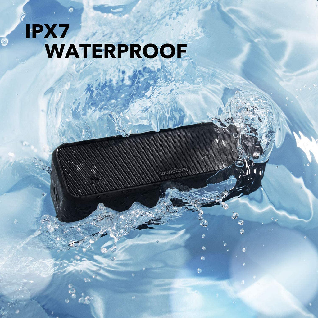 Soundcore Anker 3 Portable Bluetooth Speaker, IPX7 Waterproof, 24H Playtime | Partycast, Bassup, Custom EQ App, Pure Titanium Diaphragm Drivers- for Home, Shower, Outdoor, and Beach