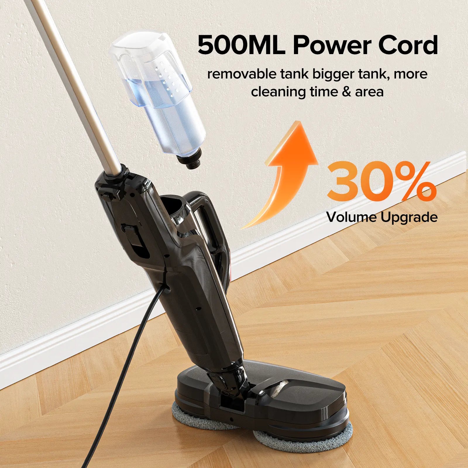 Steam Mop for Floors Steam & Scrub Electric Rotating Steam Mop Cleaner, Multi-Function Steam Cleaner for House, Detachable Handheld, 3 Modes, LED Light, 500Ml Tank,Dorm Essentials,Home Essentials