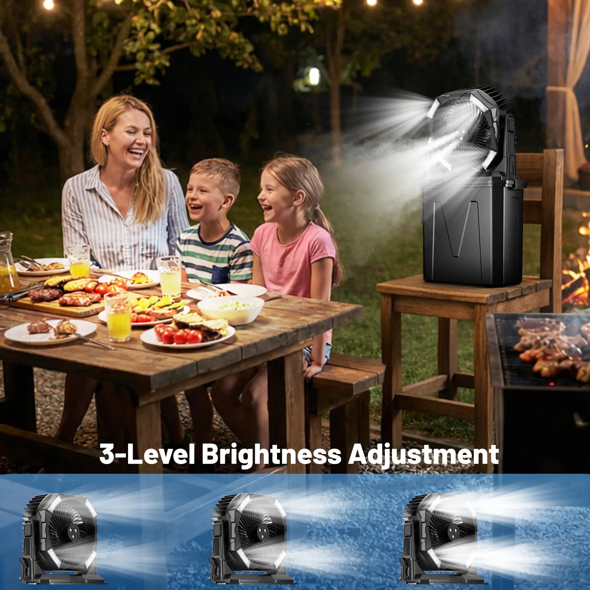 2026 New Portable Misting Fan, 20000Mah Rechargeable Cooling Fan with 10L Water Tank, 15-60H Runtime, 4.6M/S Strong Wind,4 Speeds & 4 Mist Levels, LED Light, Remote Control, Timer Function, Outdoor Fan for Camping, Beach, Patio