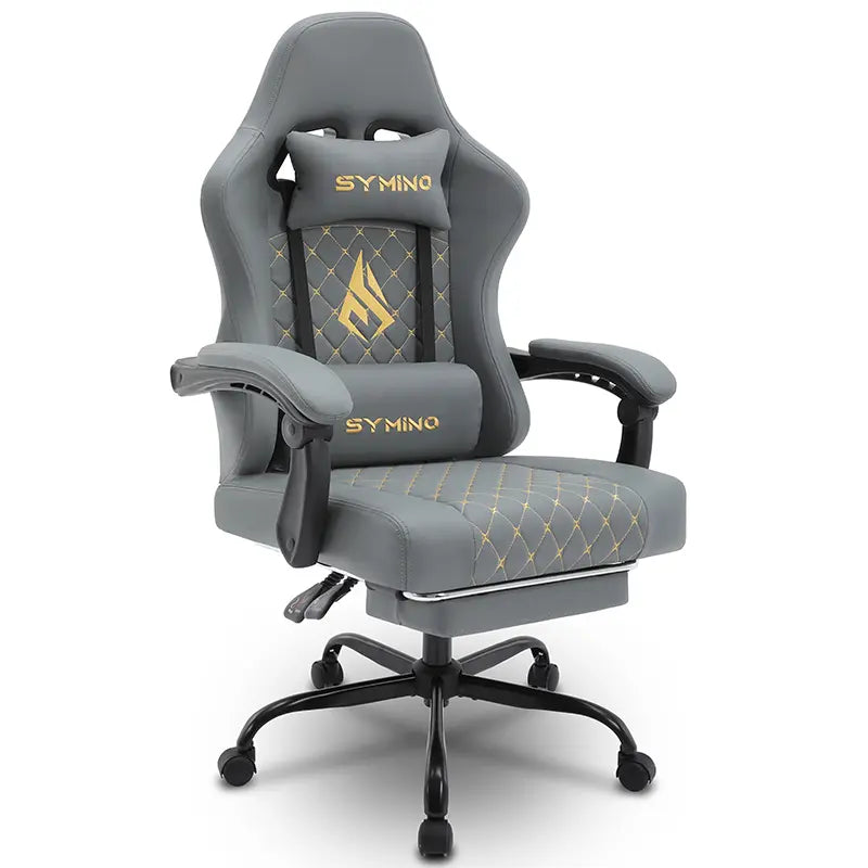 Symino Ergonomic Gamer Chair - PU Leather, Metal Frame, Rust-Resistant Build, Stable Metal Legs, Reclining Design, Adjustable Swivel Footrest, Rolling, Stress Relief & Relaxation for Gaming & Office Use, Gaming Chair, Swivel Base