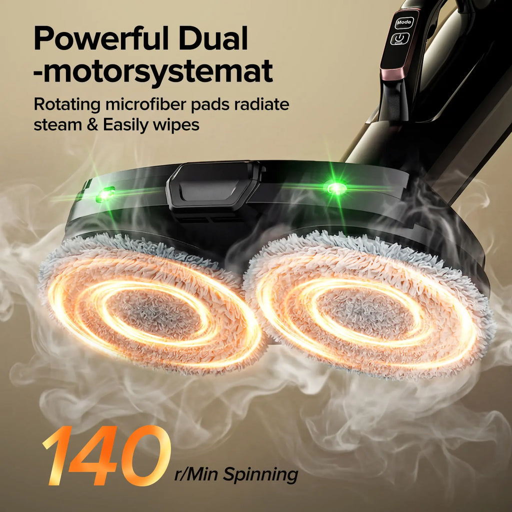 Steam Mop for Floors Steam & Scrub Electric Rotating Steam Mop Cleaner, Multi-Function Steam Cleaner for House, Detachable Handheld, 3 Modes, LED Light, 500Ml Tank,Dorm Essentials,Home Essentials