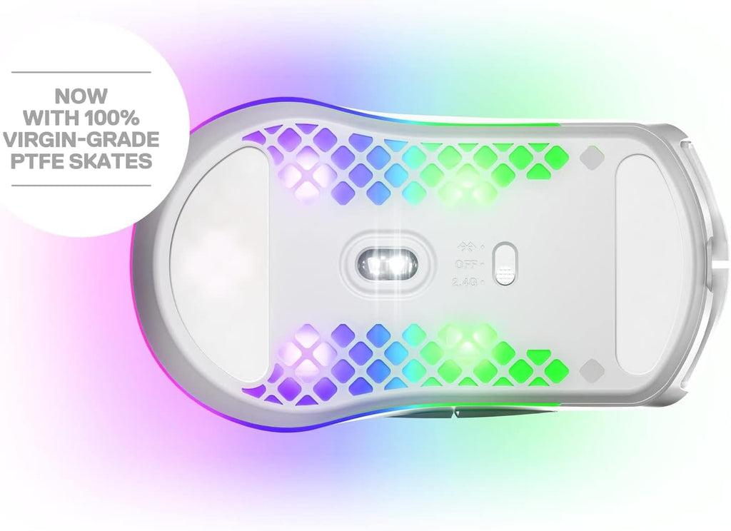 Steelseries Aerox 3 Wireless - Holey RGB Gaming Mouse - Ultra-Lightweight Water Resistant Design - 18K DPI Truemove Air Optical Sensor -Snow