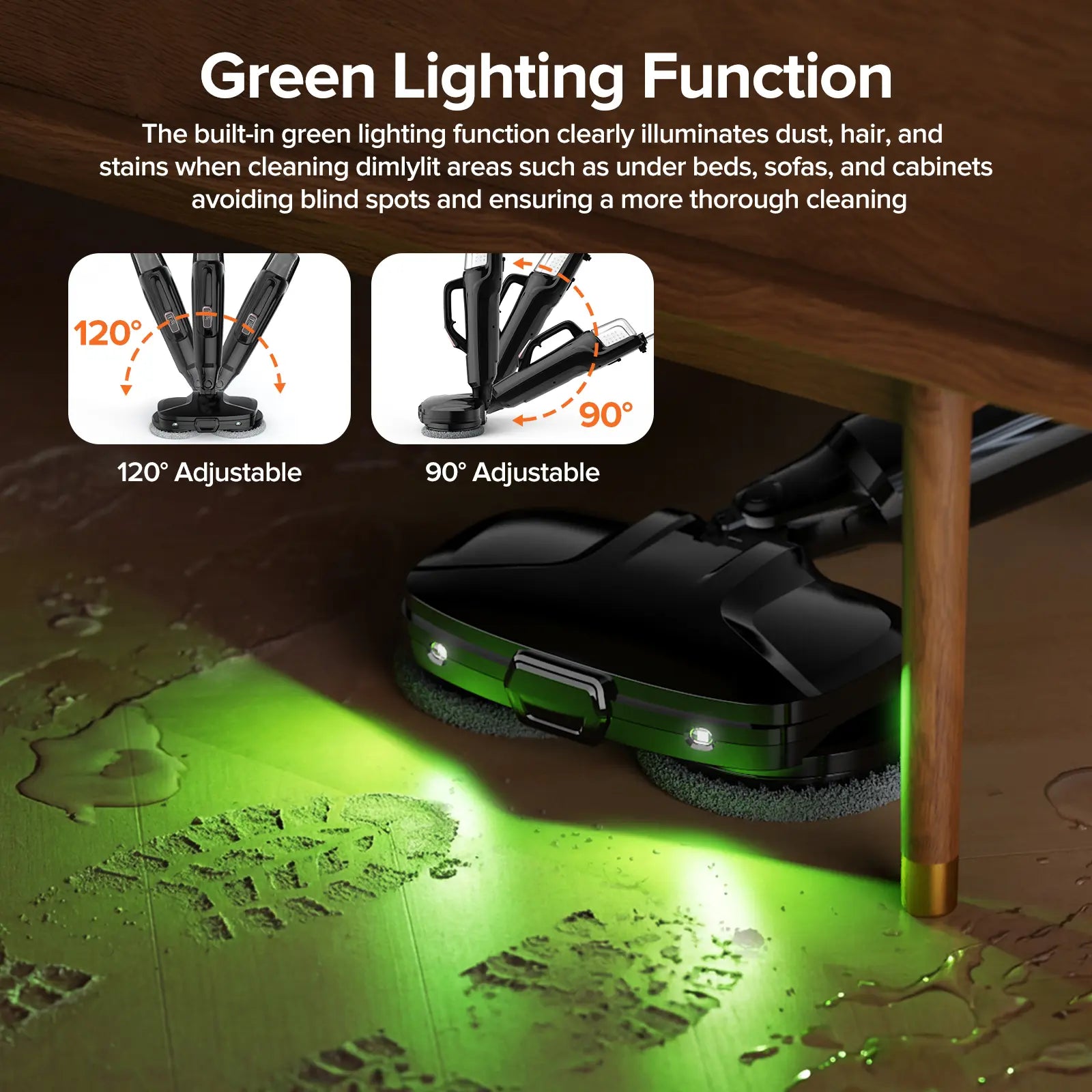 Steam Mop for Floors Steam & Scrub Electric Rotating Steam Mop Cleaner, Multi-Function Steam Cleaner for House, Detachable Handheld, 3 Modes, LED Light, 500Ml Tank,Dorm Essentials,Home Essentials