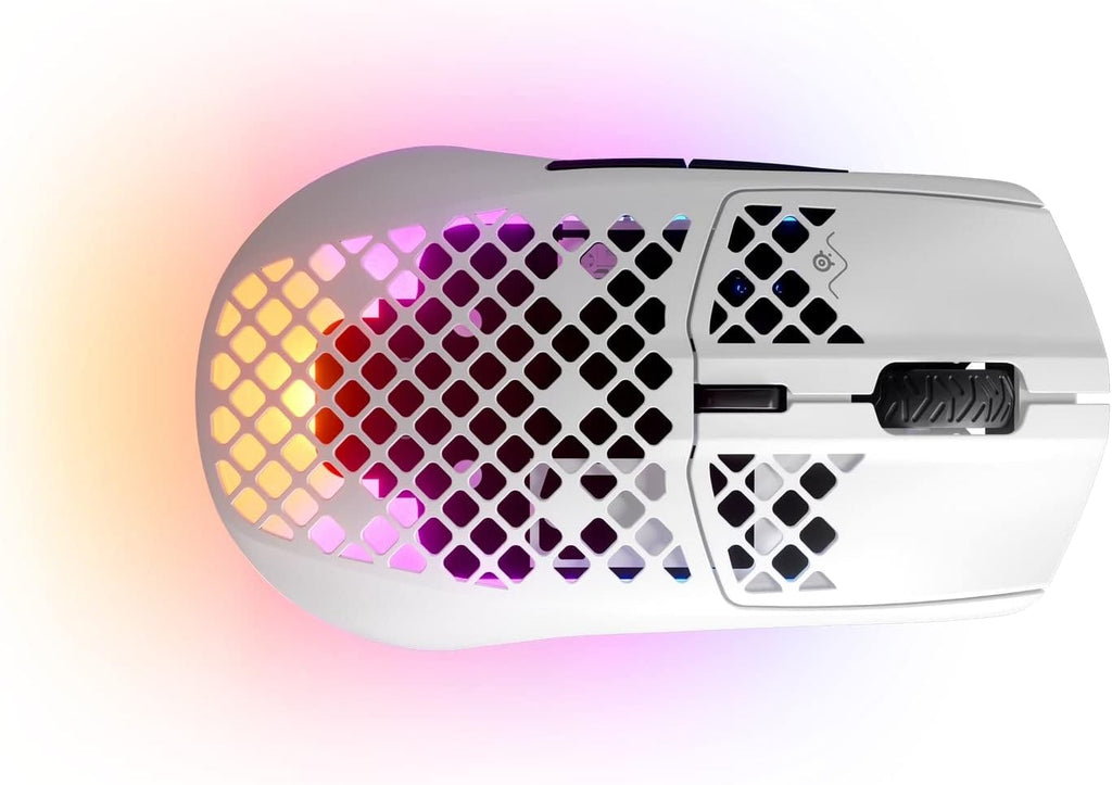 Steelseries Aerox 3 Wireless - Holey RGB Gaming Mouse - Ultra-Lightweight Water Resistant Design - 18K DPI Truemove Air Optical Sensor -Snow