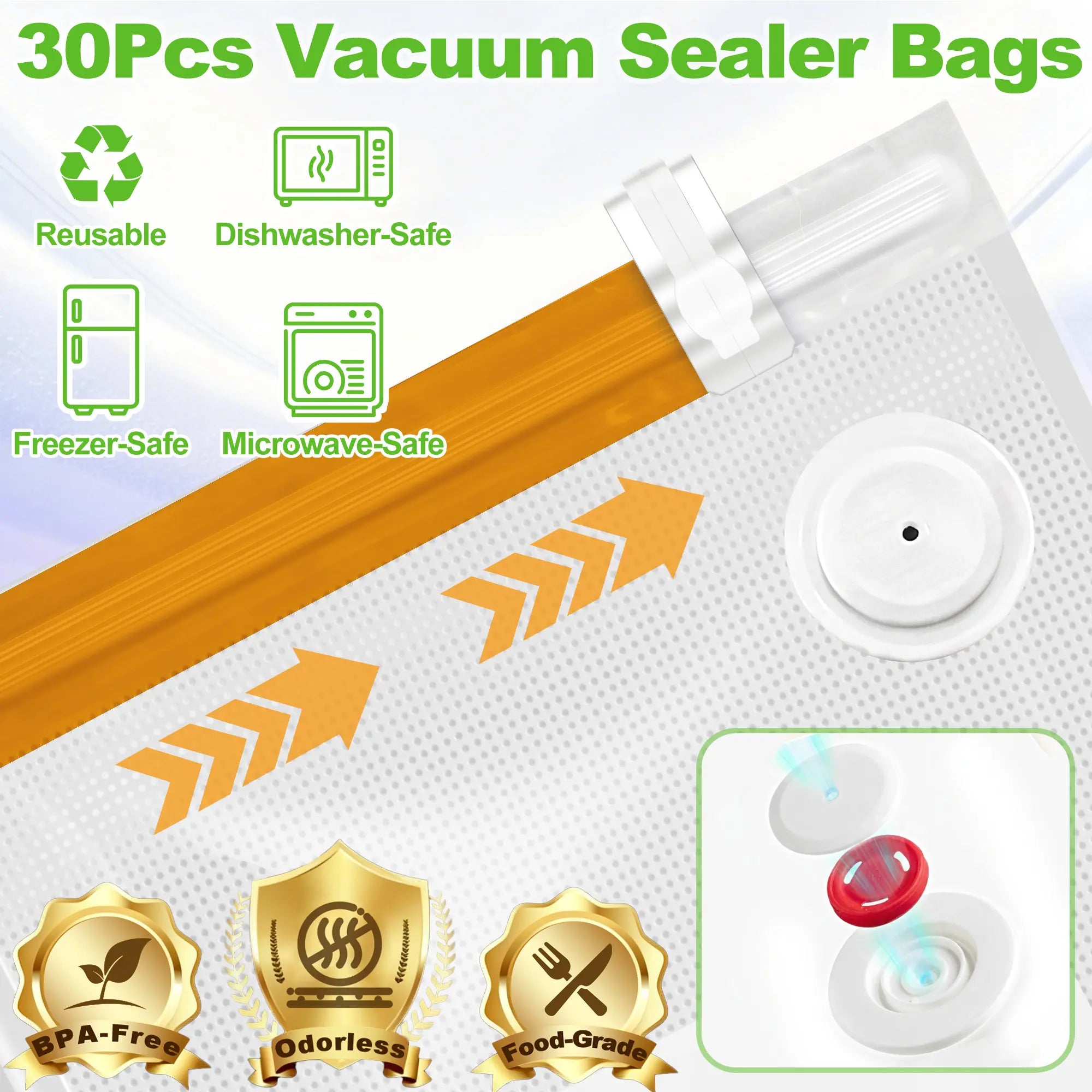 Portable Vacuum Food Sealer， Handheld Food Preserver, Includes 30 Reusable Vacuum Bags,Extended Preservation Long-Lastingfreshness.Home Kitchen Travel Portable Wireless Strong Sealing Set, Mobile Food Sealerdurable. Sealer Automatic Storage